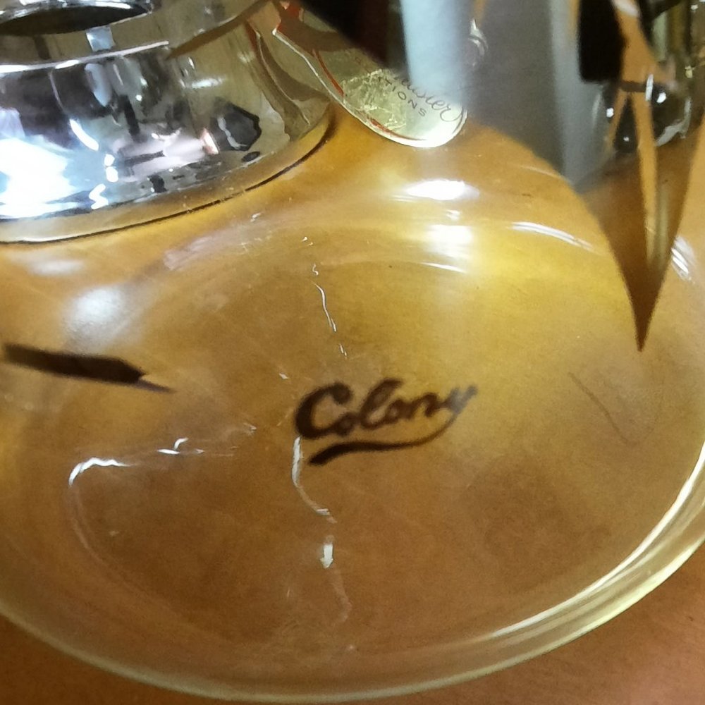 Vintage Colony Glass Coffee Pot with Original Warmer and Tag - Picture 7 of 8